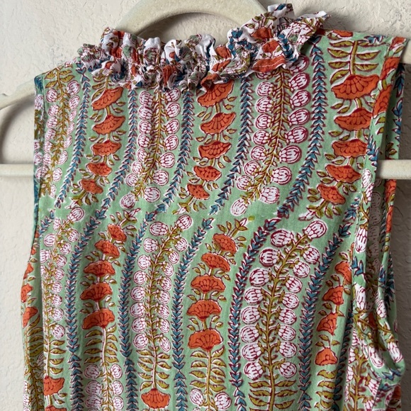 Anokhi Koki Boho Block Print Ruffle Trim Midi Wrap Dress Girls 10-11 Yrs - Picture 11 of 15